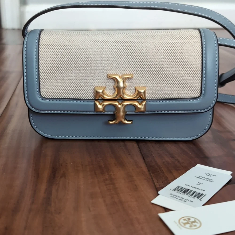 Tory Burch Cloud Blue Eleanor Crossbody + Dust Bag + Gift Bag Nwt ❤️ - Picture 6 of 12